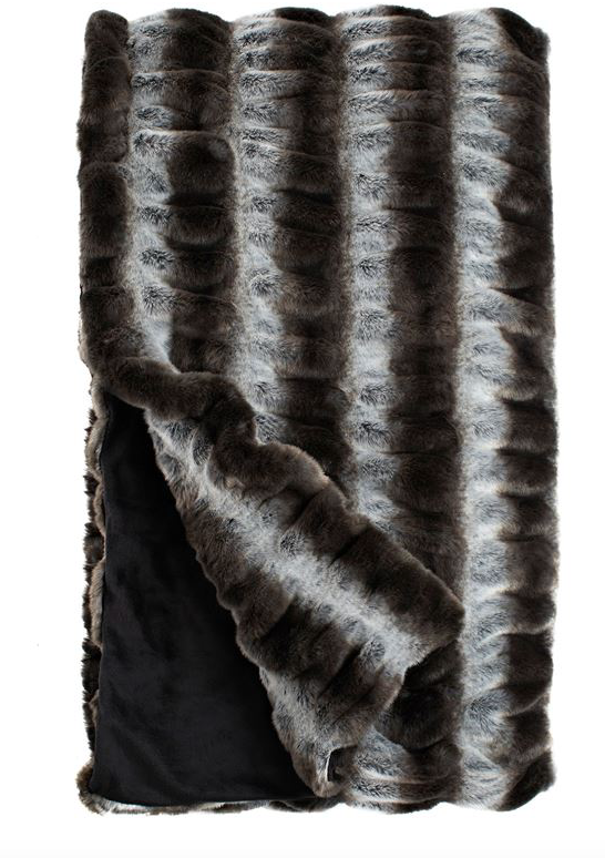 COUTURE COLLECTION GREY CHINCHILLA FAUX |  FUR THROWS