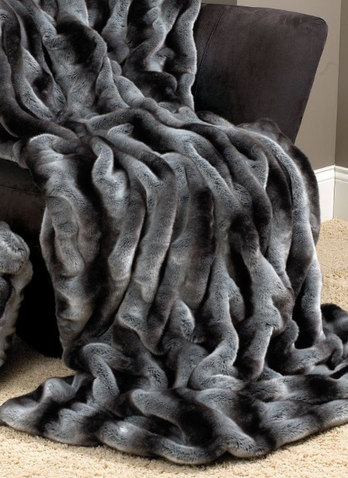 COUTURE COLLECTION GREY CHINCHILLA FAUX |  FUR THROWS
